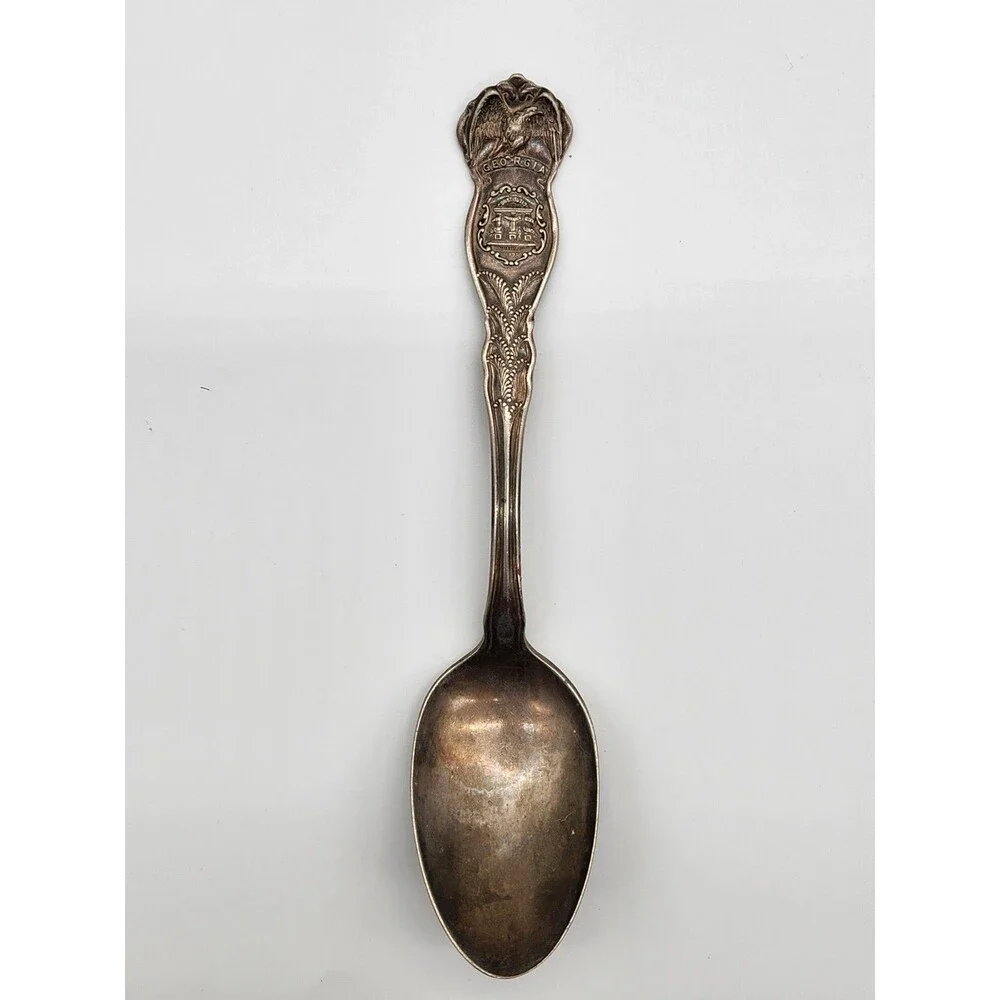 4 Vtg Wm Rogers MFG Co IS State Spoons - Michigan, Illinois, Nebraska & Georgia
